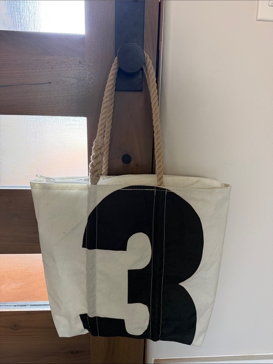 SEA BAGS MAINE Handbags - Sea Bags Maine Tote Bag with Black Number 3 Print - Rope Handles. Recycled Sails